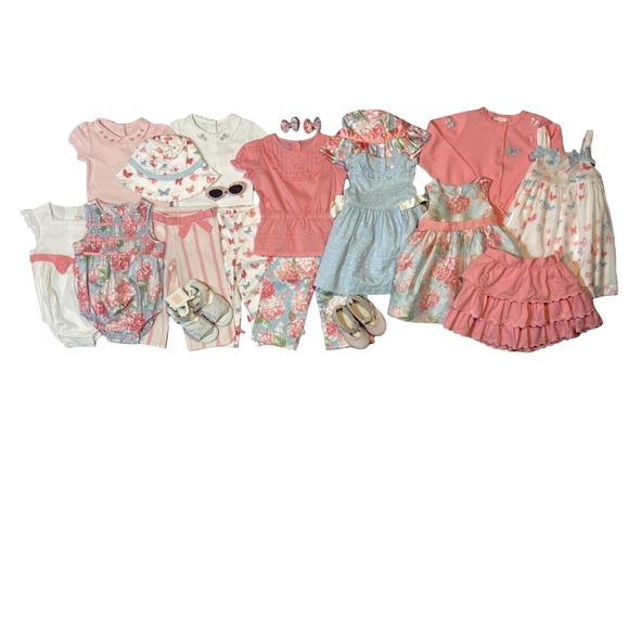 NWT Janie and Jack Enchanted Butterfly Floral Silk Hat with Pink Trim 2T-3T - Picture 3 of 3